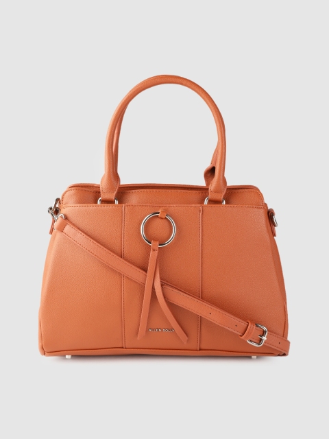 

Allen Solly Rust Orange Structured Handheld Bag with Detachable Sling Strap