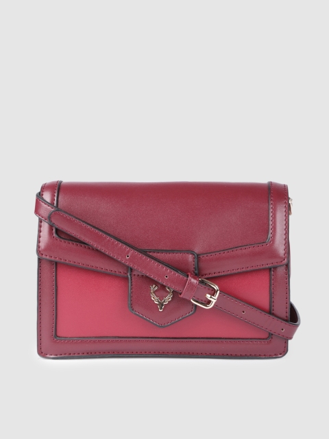 

Allen Solly Burgundy and Red Colourblocked Structured Sling Bag