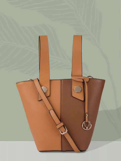 

Allen Solly Brown Colourblocked Handheld Bag