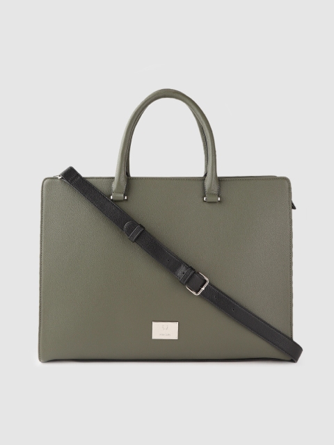 

Allen Solly Olive Brown Solid Structured 12 Inch Laptop Handheld Bag