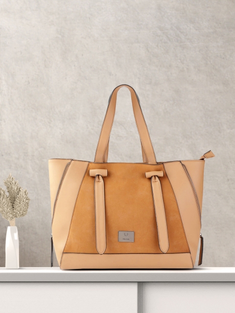 

Allen Solly Tan Brown Colourblocked Structured 12 Inch Laptop Shoulder Bag