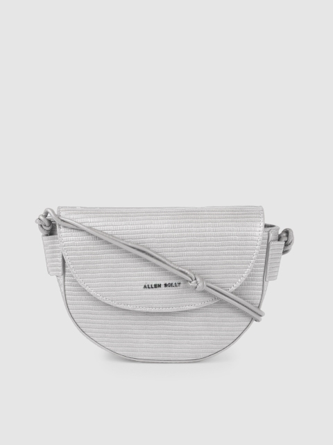 

Allen Solly Grey Textured Half Moon Sling Bag