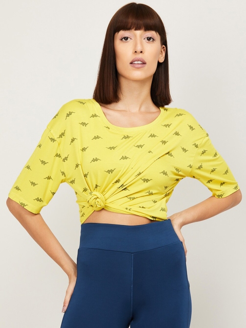 

Kappa Women Yellow & Green Printed Round Neck T-shirt