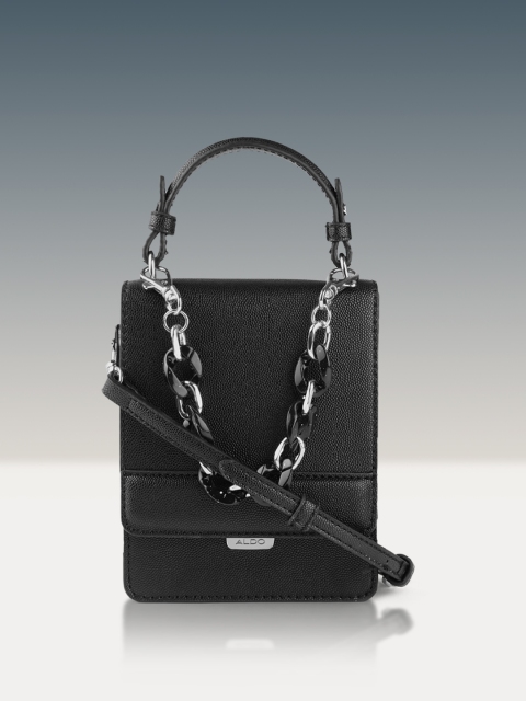 

ALDO Black Solid Structured Satchel