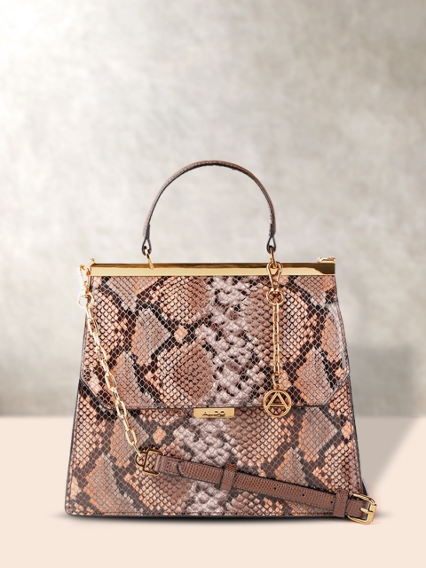 

ALDO Brown Snakeskin Printed Satchel