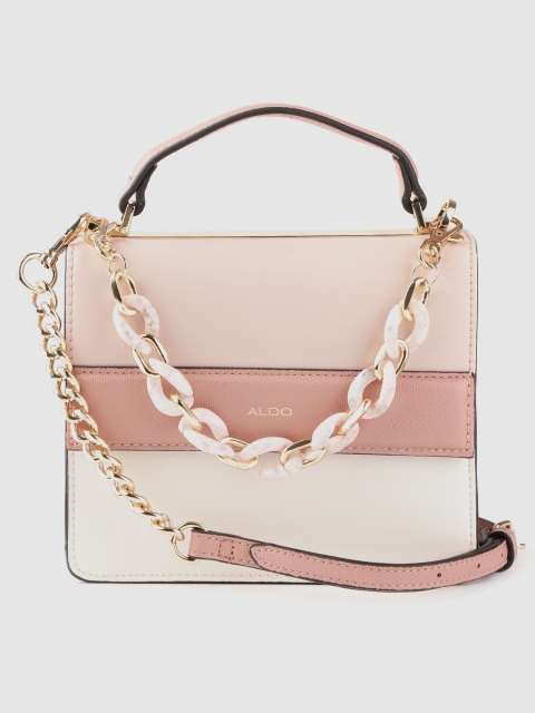 

ALDO Pink & White Colourblocked Structured Satchel
