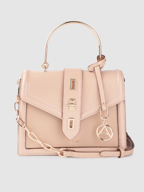 

ALDO Pink Solid Structured Satchel