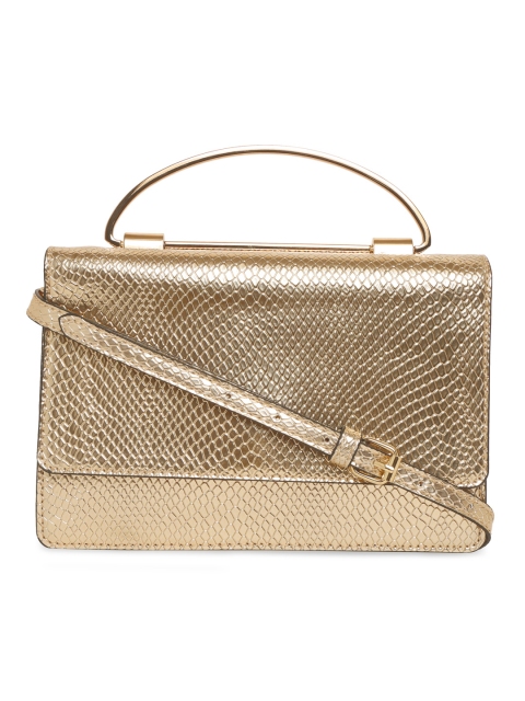 

ALDO Gold-Toned Snakeskin Textured Satchel with Detachable Sling Strap