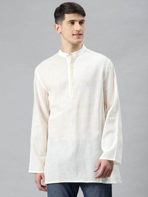 

Fabindia Men White Thread Work Cotton Kurta
