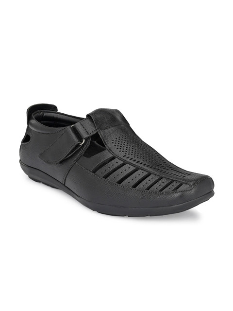 

SHENCES Men Black Shoe-Style Sandals