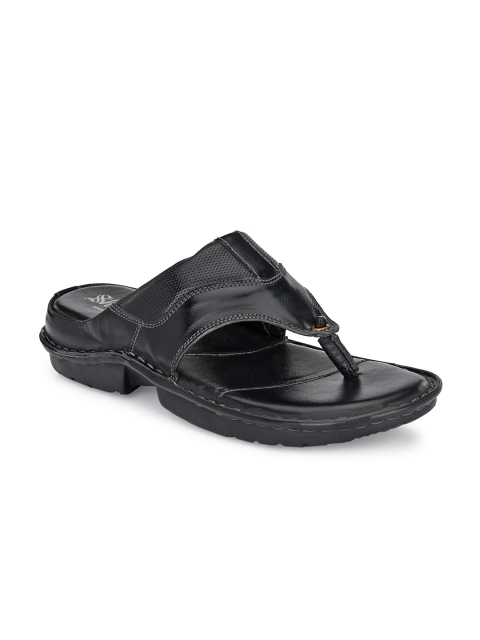 

SHENCES Men Black Genuine Leather Comfort Sandals