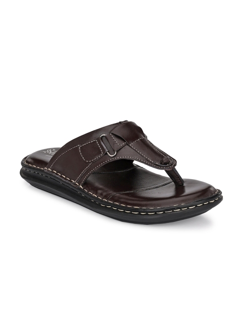 

SHENCES Men Brown Genuine Leather Comfort Sandals