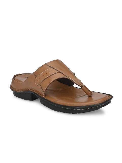 

SHENCES Men Tan Brown Leather Comfort Sandals