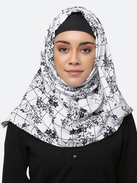 

MOMIN LIBAS Women White & Navy Blue Printed Hijab