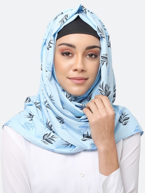 

MOMIN LIBAS Women Blue & Black Printed Hijab Scarf