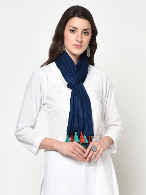

WEAVERS VILLA Women Navy Blue Solid Stole