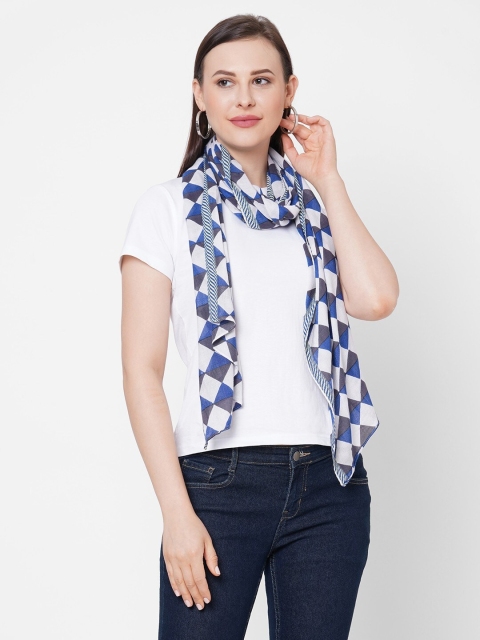 

Get Wrapped Women Blue & White Printed Scarf