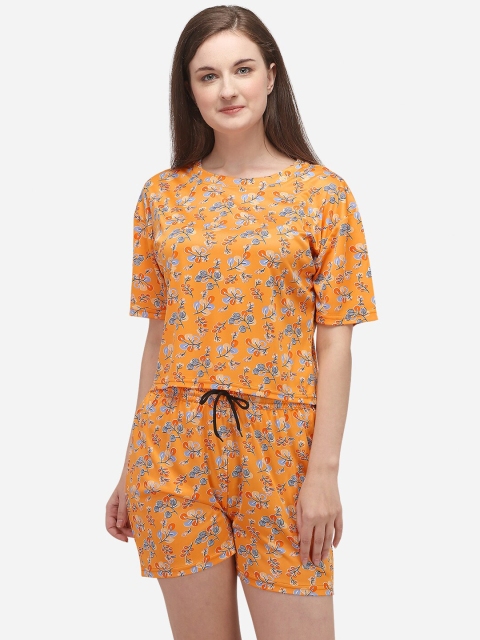

Fbella Women Orange Printed Night suit