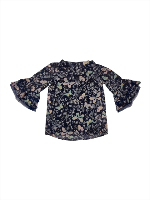 

Gini and Jony Blue Bell Sleeves Top