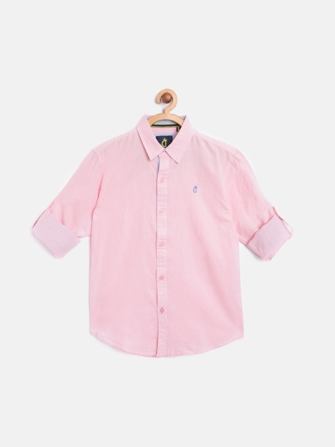 

Gini and Jony Boys Pink Solid Cotton Linen Casual Shirt