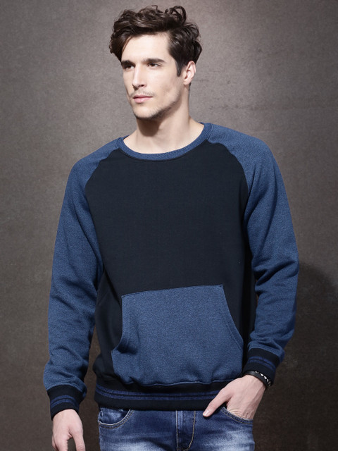 

Roadster Men Tonal Blue Pullover Sweatshirt