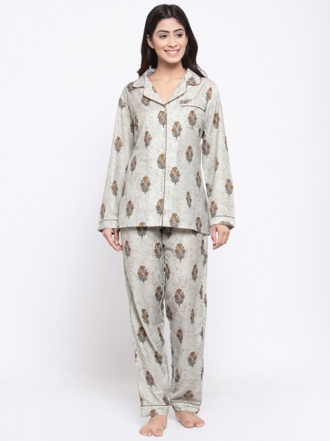 

MAXENCE Women Multicoloured & Brown Printed Night suit, Multi