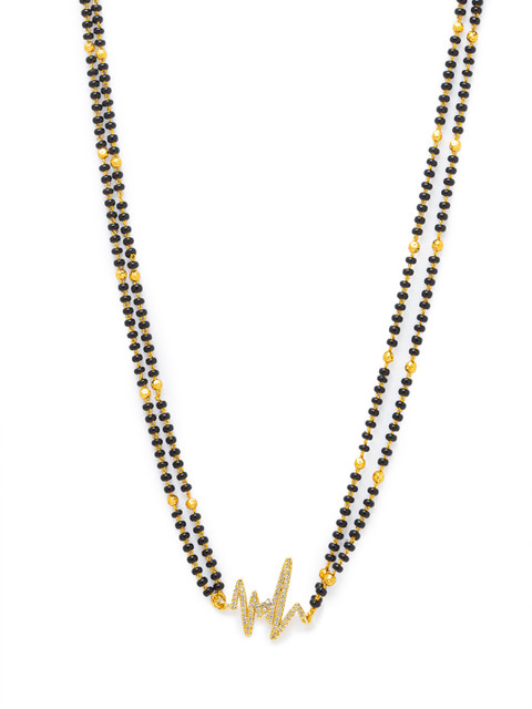 

Digital Dress Room Black Gold-Plated Stone-Studded & Beaded Mangalsutra