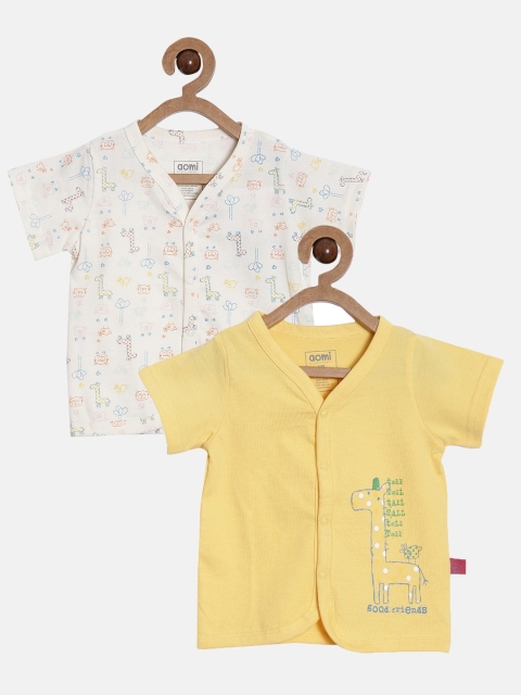 

Aomi Kids Pack of 2 Printed V-Neck T-shirt, Off white