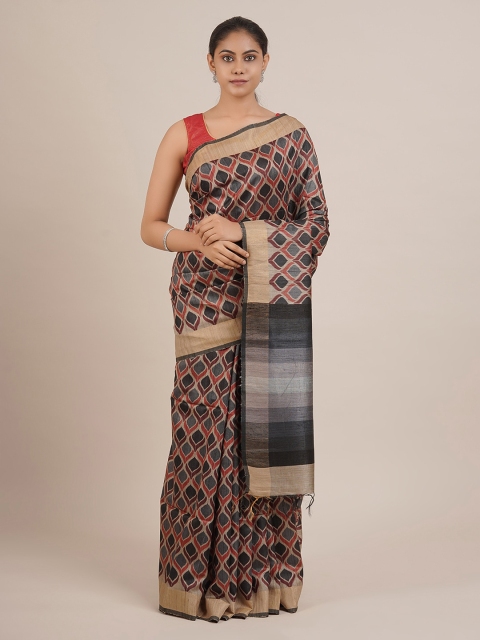 

Pothys Beige & Maroon Pure Silk Printed Saree