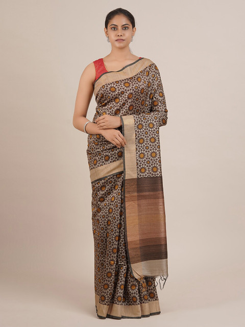

Pothys Grey Printed Pure Silk Saree