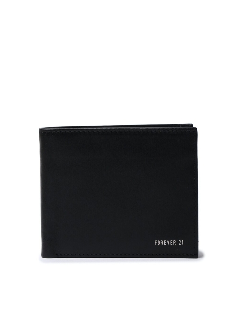 

FOREVER 21 Men Black Textured Genuine Leather Two Fold Wallet
