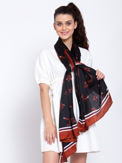 

J Style Women Black Cotton Stoles