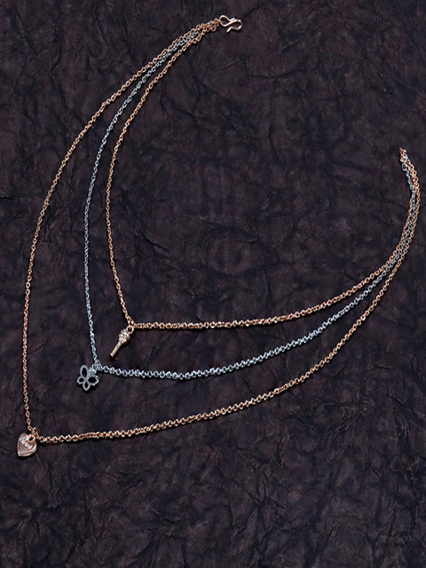 

Mahi Rose Gold & Silver-Toned Alloy Rose Gold-Plated Layered Necklace