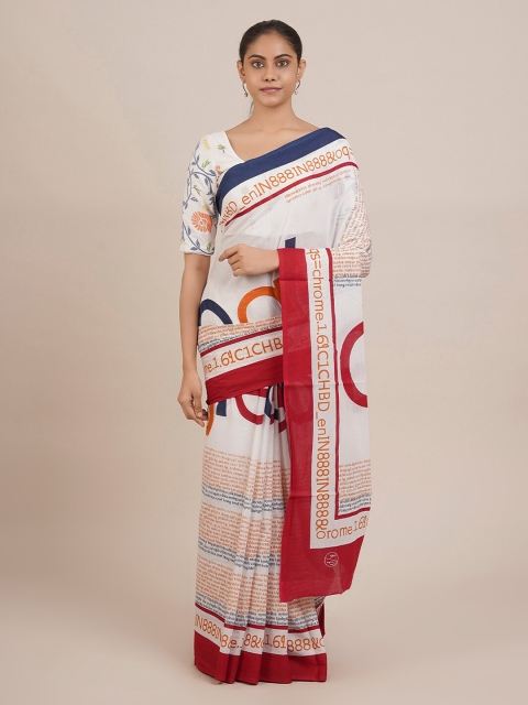 

Pothys Cream-Coloured Printed Pure Cotton Saree