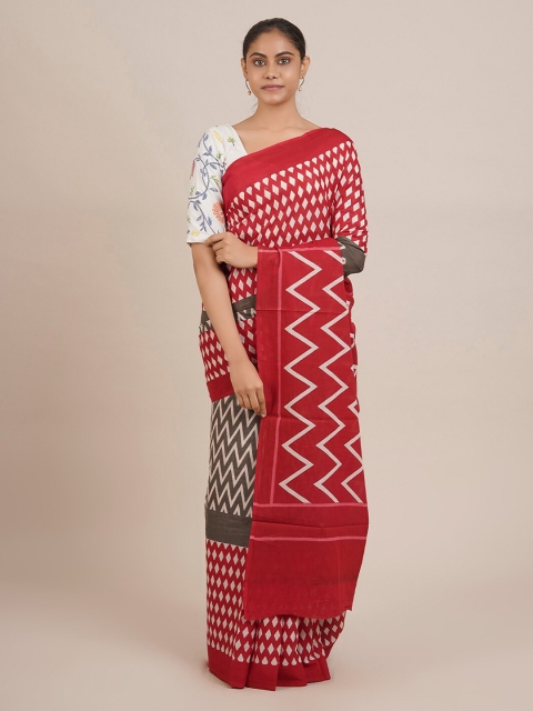 

Pothys Grey & Grey Pure Cotton Printed Saree