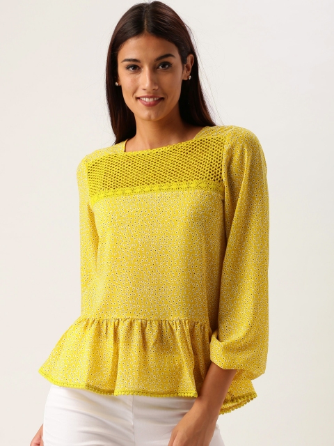 

All About You Yellow Floral Print Polyester Top