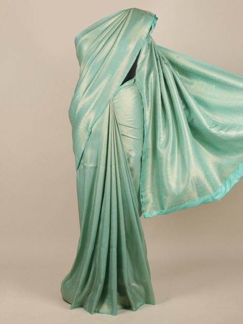 

Pothys Sea Green & Gold-Toned Jute Silk Woven Design Saree