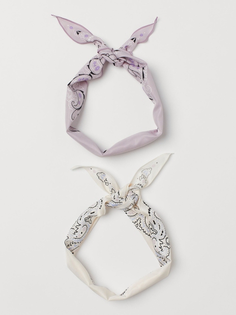 

H&M Women Beige & Purple 2-Pack Scarves/Hairbands
