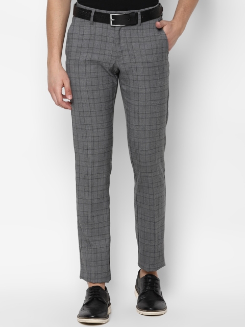 

Allen Solly Men Grey & Black Slim Fit Checked Regular Trousers
