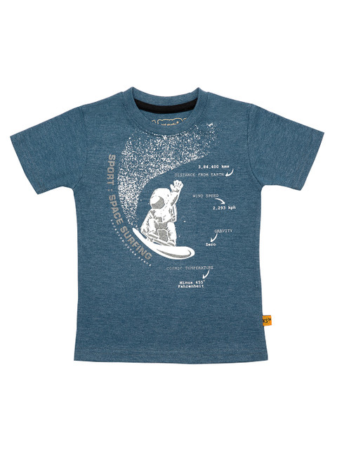 

Kid Studio Boys Blue Printed Round Neck T-shirt