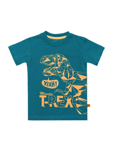 

Kid Studio Boys Teal Blue Printed Round Neck T-shirt