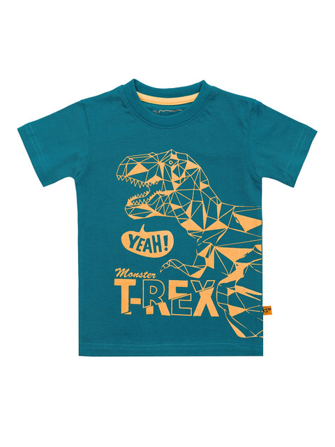 

Kid Studio Boys Teal Blue Printed Round Neck T-shirt