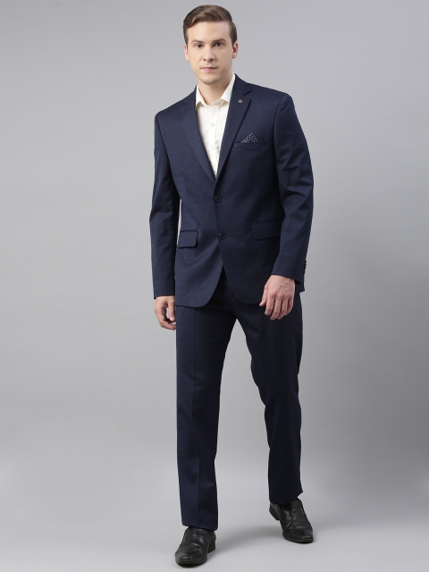 

Theme Men Navy Blue Checked Super Slim-Fit Single-Breasted Formal Suit