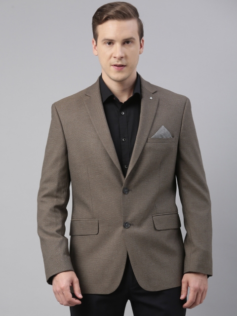 

Theme Men Beige Solid Formal Blazers