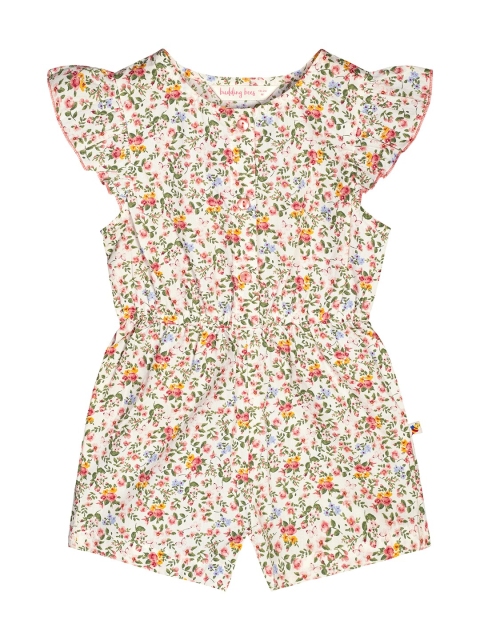 

Budding Bees Girls Off-White & Green Printed Playsuit