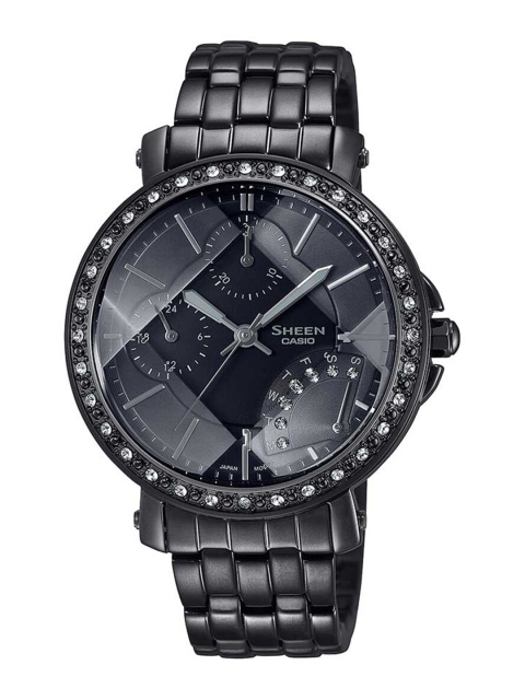 

CASIO Women Black Embellished Dial & Bracelet Style Straps Analogue Watch SH239