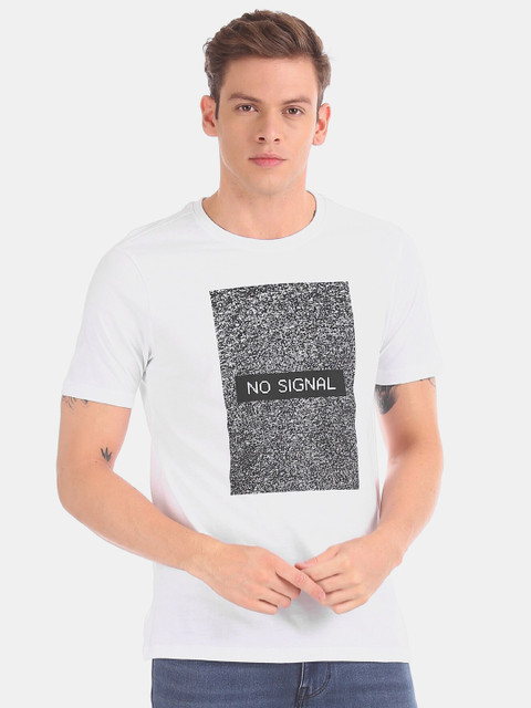

Colt Men White & Black Pure Cotton Printed Round Neck T-shirt