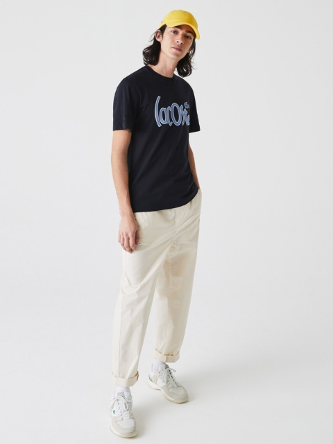 

Lacoste Men Navy Blue Pure Cotton Printed Round Neck T-shirt