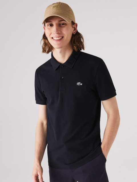 

Lacoste Men Navy Blue Solid Polo Collar T-shirt