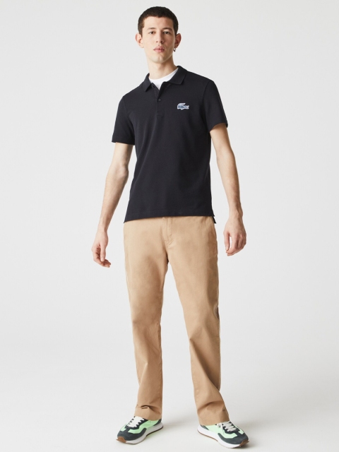 

Lacoste Men Black Pure Cotton Solid Polo Collar T-shirt